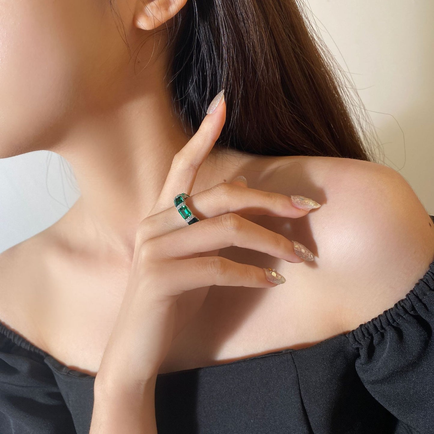 1 Carat 5×7mm Lab Emerald Band – S925 Silver 2025 European Chic Women’s Ring