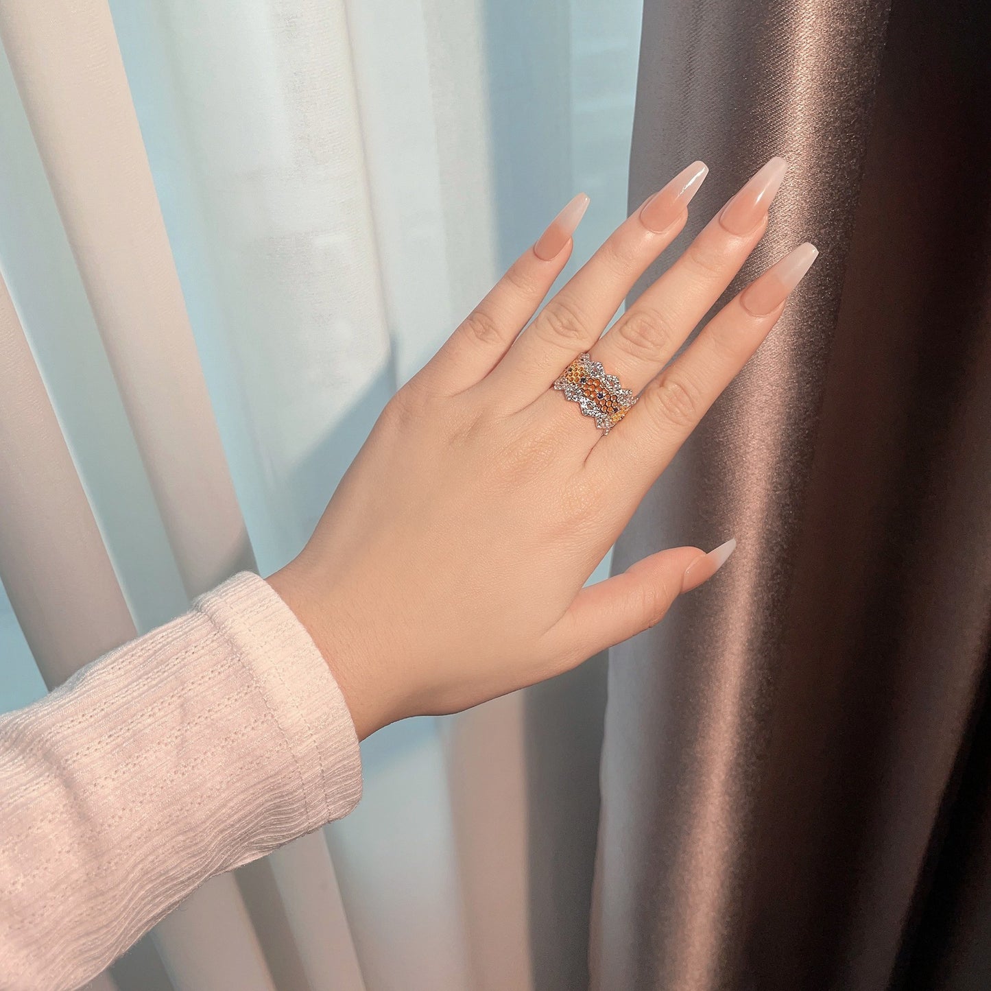 1.5mm Round Cultured Blue Sapphire Bucellati Style Sterling Silver Ring for Women