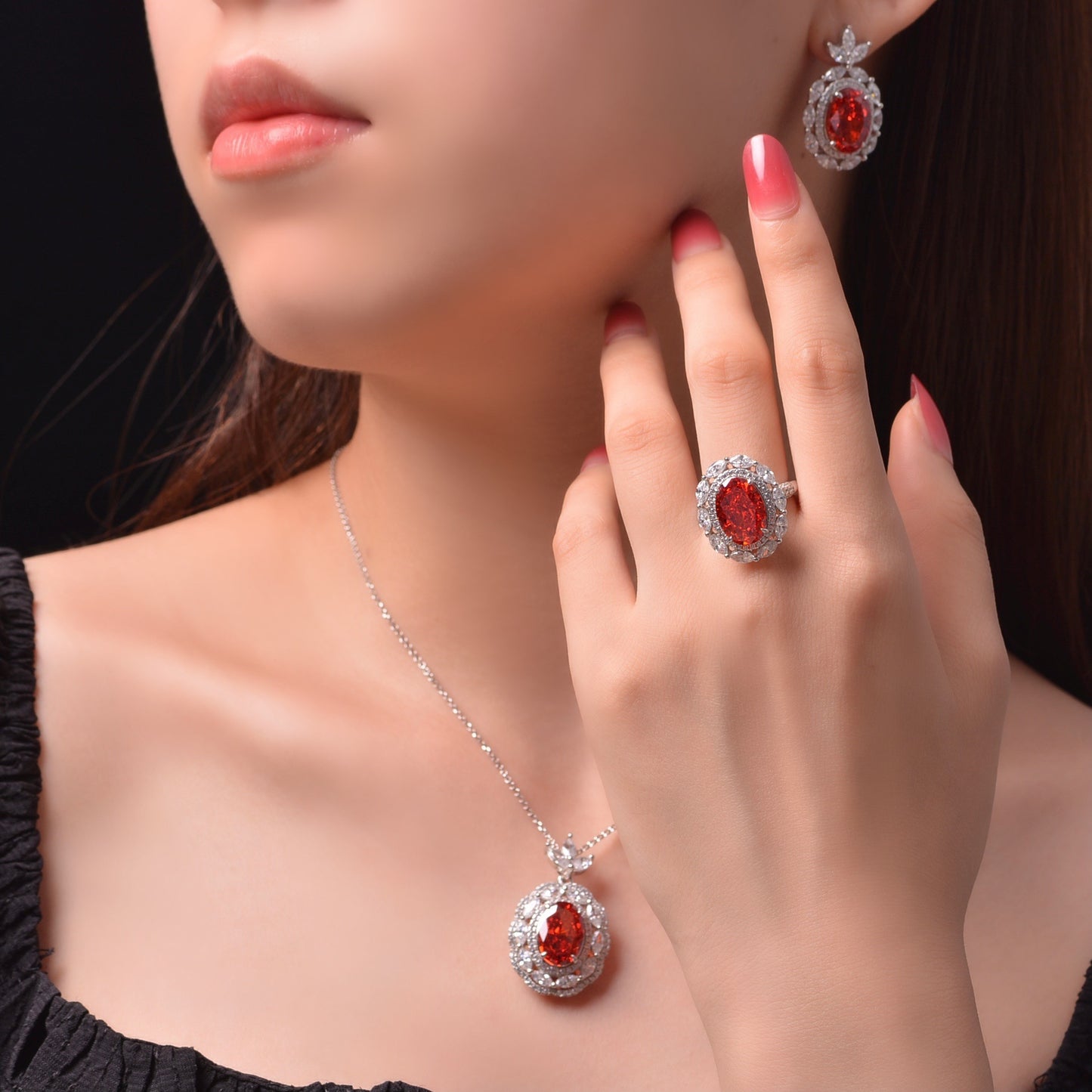 New 4Ct Oval Ice-Cut 9x13mm Vintage Orange Gemstone Ring for Women