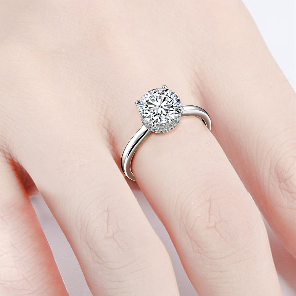 2 Carat Zircon Simulated Diamond Ring – S925 Silver 8mm Minimalist European Bridal Design