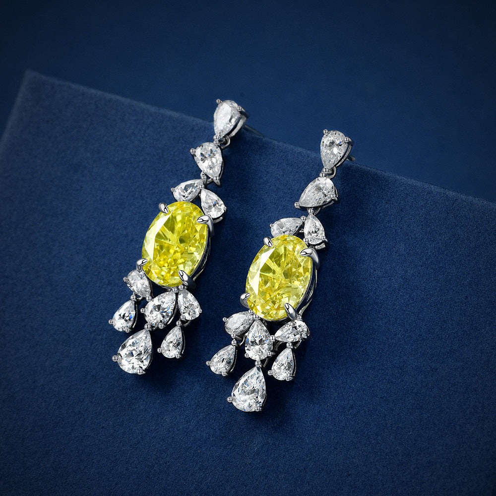 S925 Sterling Silver Sakura Pink 4ct Oval 9x13mm High Carbon Diamond Earrings | Niche Design Collection