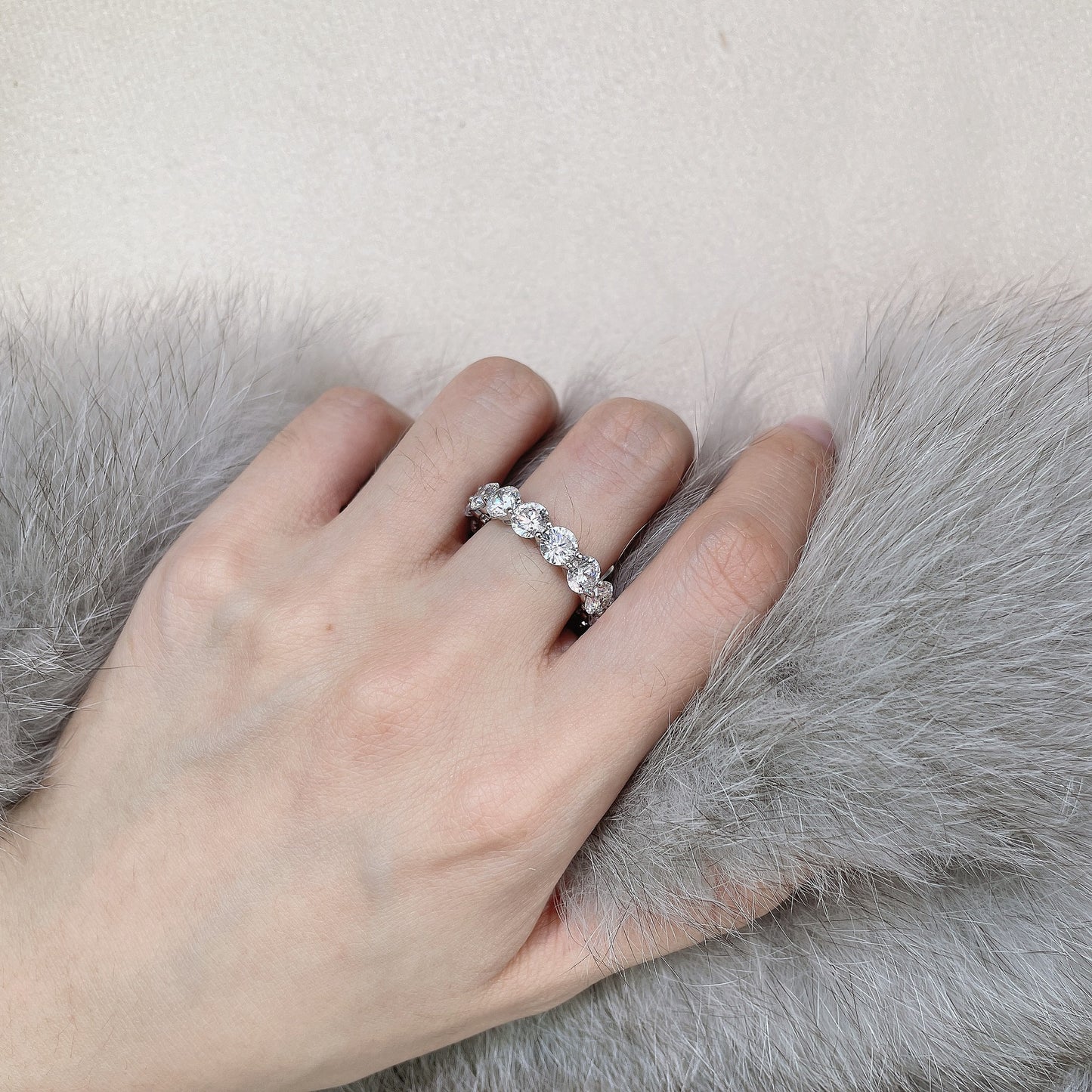 0.5 Carat Round High Carbon Diamond Band – 5mm S925 Silver Minimalist 2025 Women’s Ring