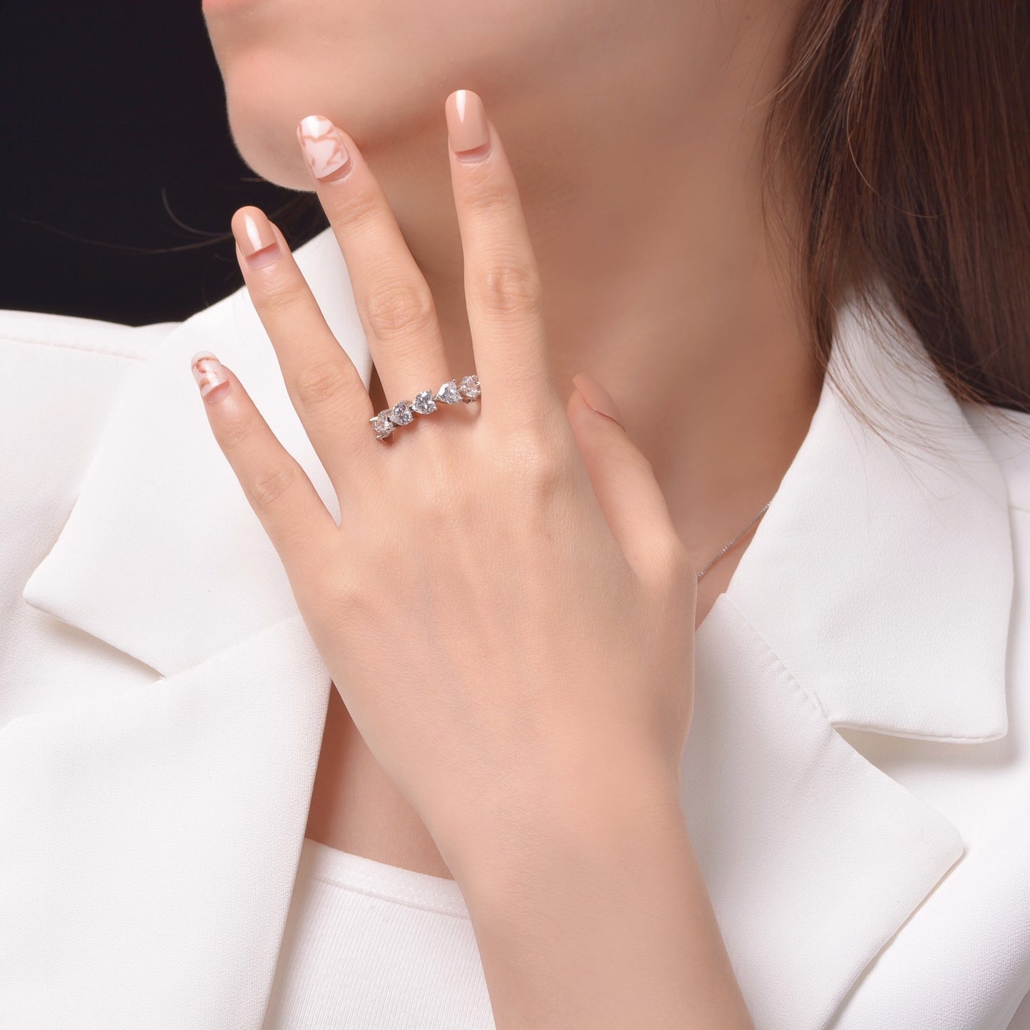 Sterling silver Ring Heart-Shaped 5x5mm 0.5 Ct