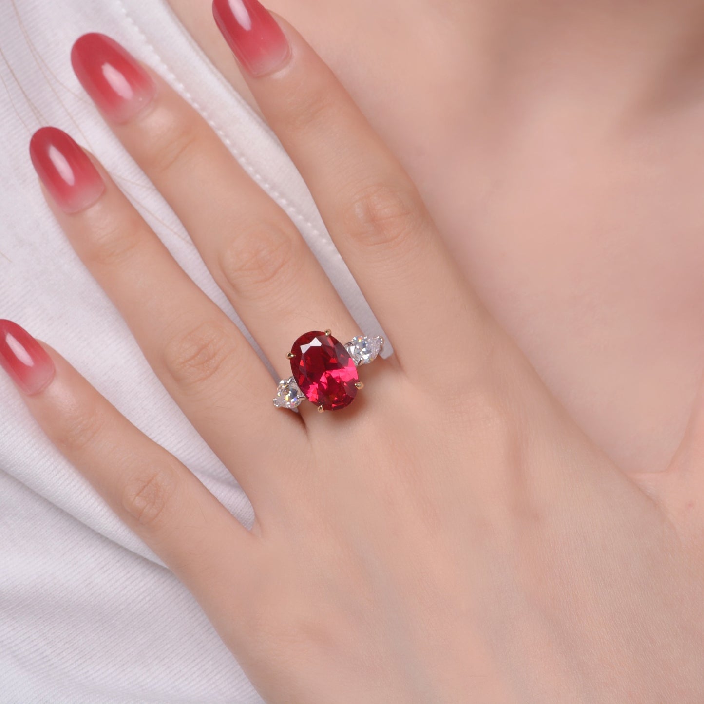 Hot Sale 5Ct Oval 10x14mm Pink High-Carbon Diamond Simulation Ring