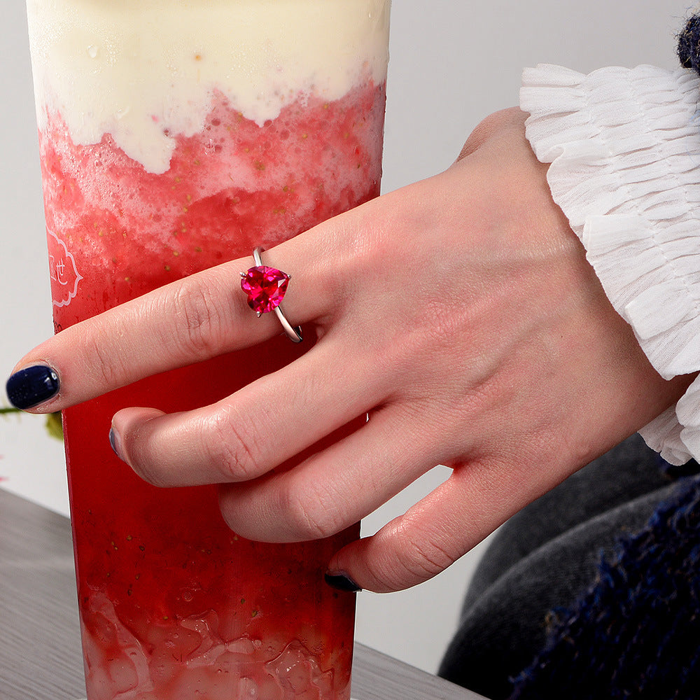 New 4Ct Heart 10x10mm High-Carbon Diamond 925 Silver Ring