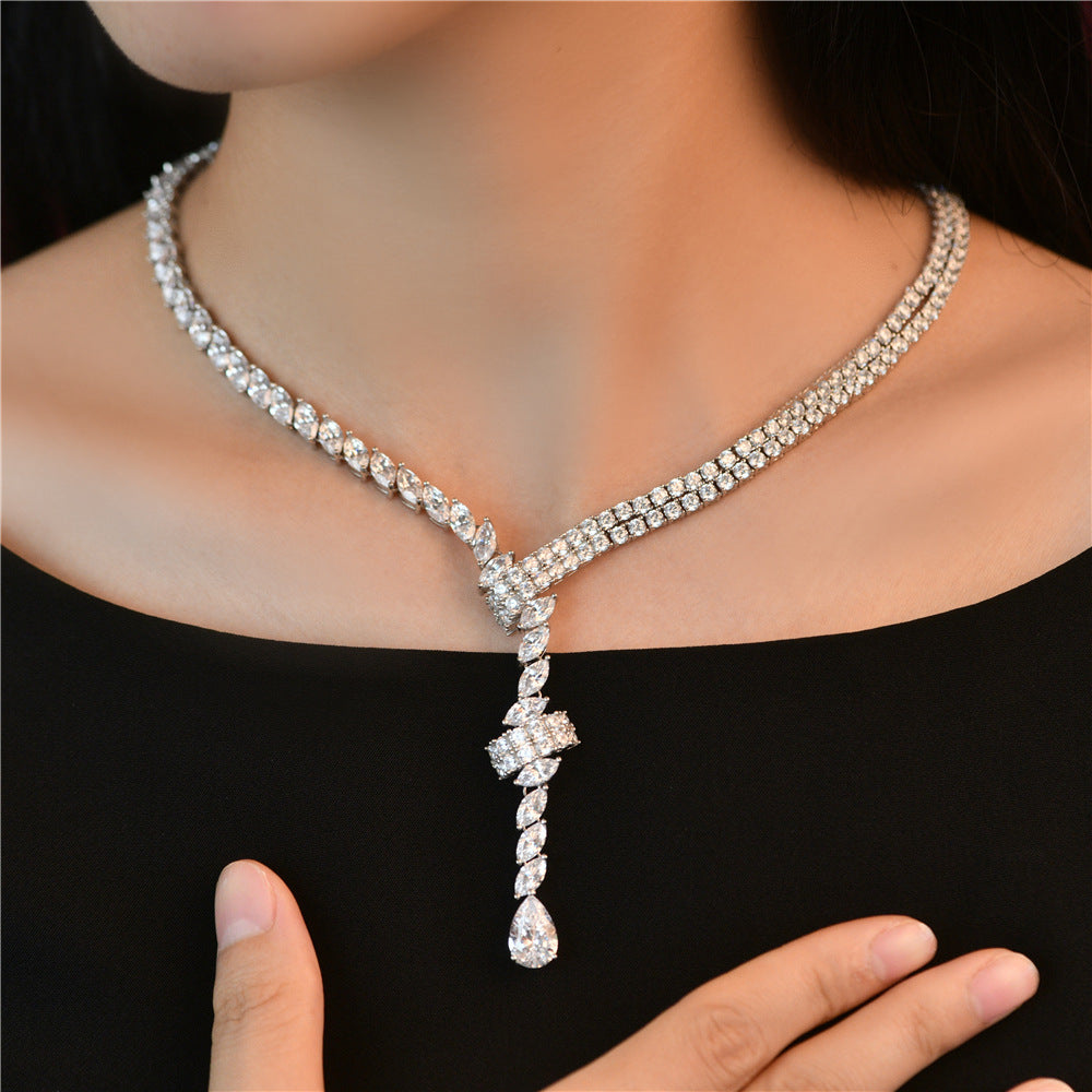 4.5Ct Pear-Shaped 8x12mm Ice-Cut Pendant Necklace for Women, 925 Sterling Silver, Luxury Evening Wear