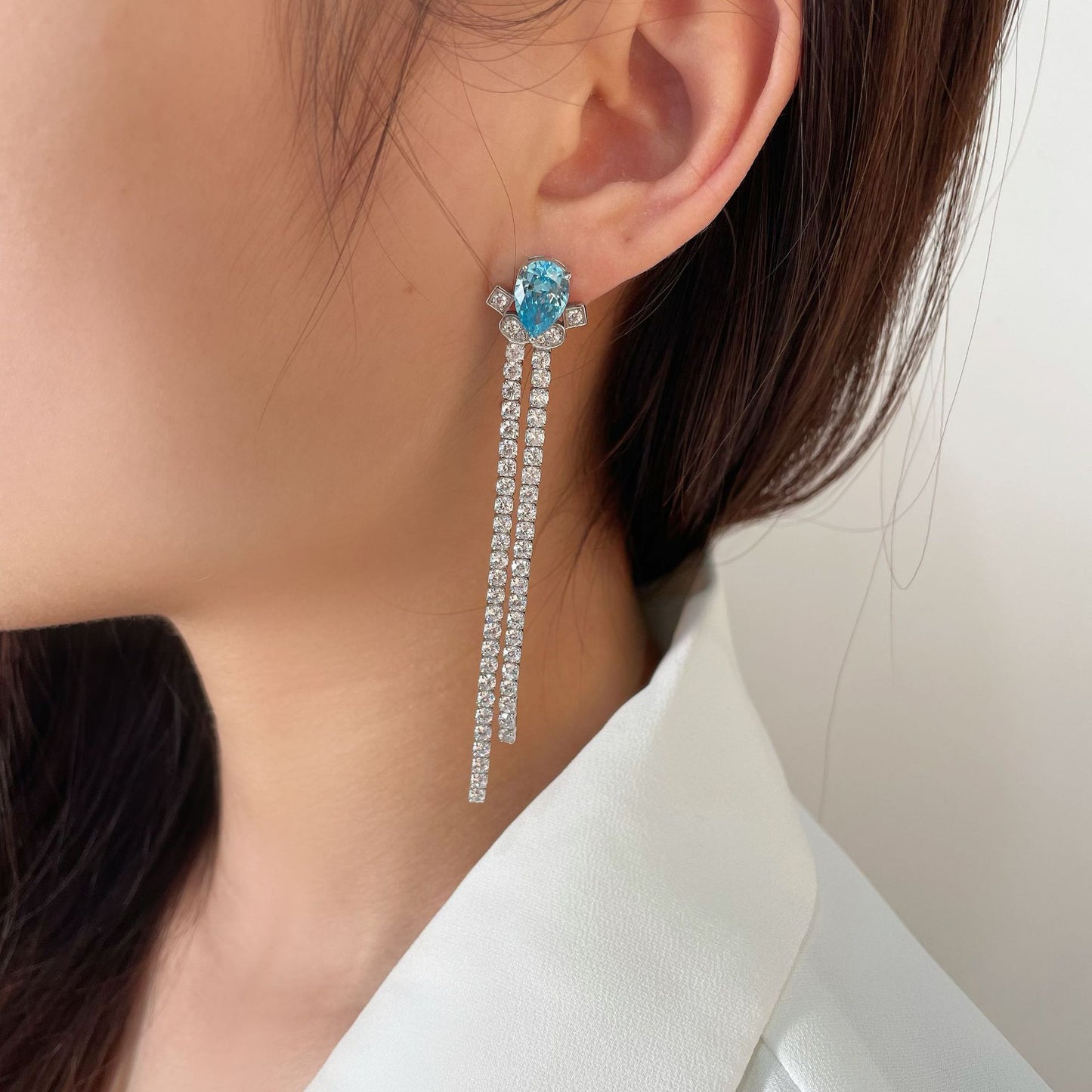 Sterling silver earrings pearl cut S925