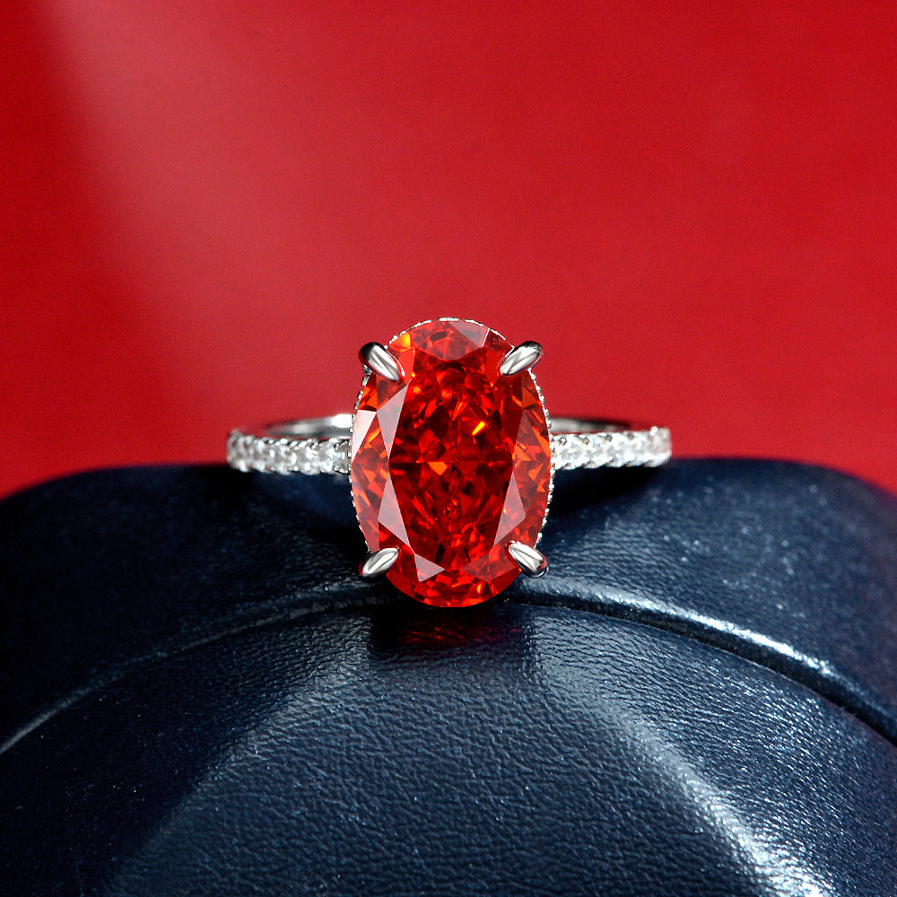 4 Carat Padma Red High Carbon Diamond Ring – Sterling Silver Full-Setting Luxe Style