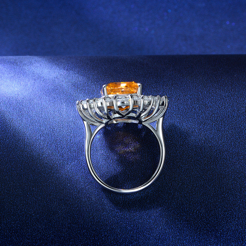 5 Carat Color-Changing Rose Orange High Carbon Diamond Ring – Sterling Silver Floral Style