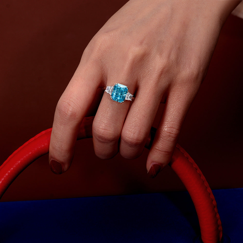 4 Carat Aquamarine-Style Blue Ring – 8×10mm Emerald Cut, Sterling Silver Fashion Statement