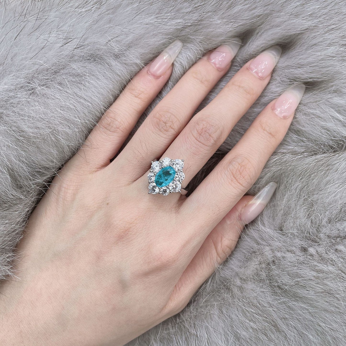 1.5 Carat Oval Paraiba Blue Gemstone Ring – Sterling Silver 6×9mm 2025 European Elegant Design