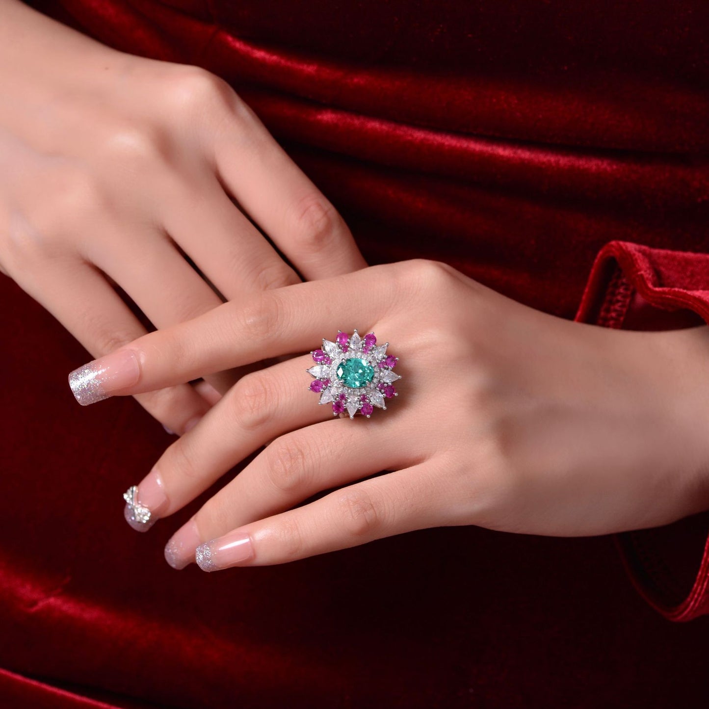 2 Carat 7×9mm Oval Cut High Carbon Diamond Ring – Adjustable Sterling Silver Retro Luxury Women’s Jewelry