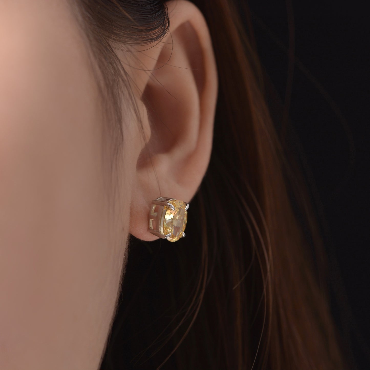 925 Silver 2ct Oval 7x9mm Sea Blue High Carbon Diamond Earrings