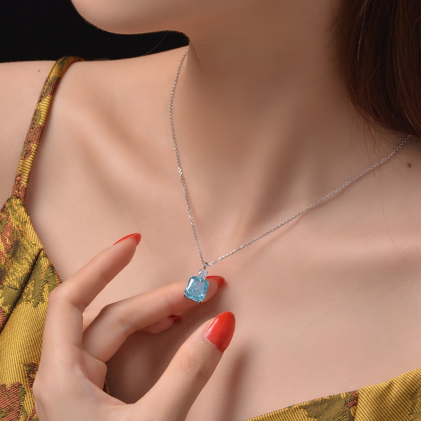 2025 New 8.5Ct High-Carbon Diamond 9x10mm Ice-Cut 925 Silver Pendant Necklace, 40+5cm