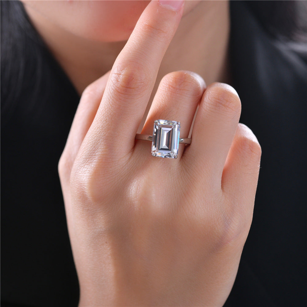 Luxury 7 Carat Emerald Cut High Carbon Diamond Ring – 10×14mm Radiant Design