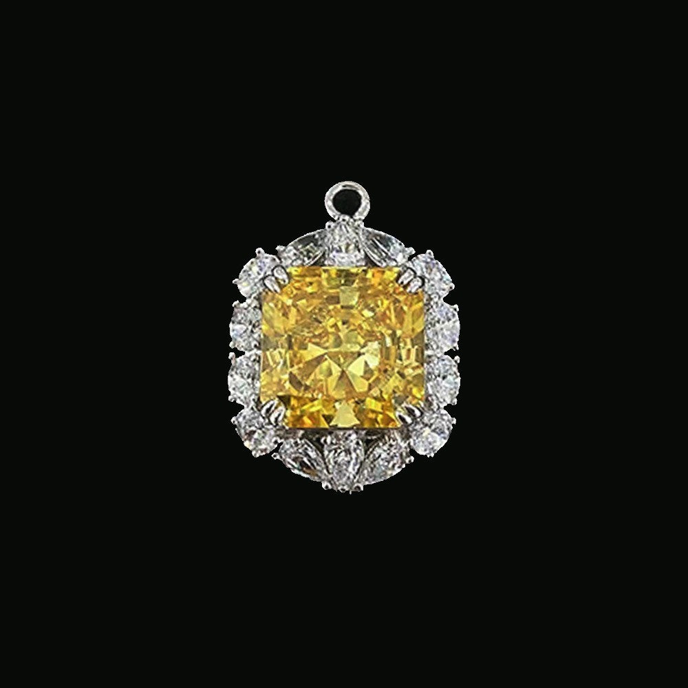 8Ct Goose Yellow 13x13mm Ice-Cut 925 Sterling Silver Pendant