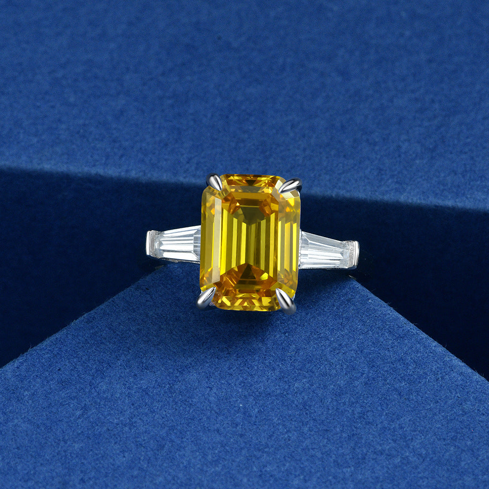 4 Carat 8×11mm Emerald Cut G-Color Simulated Diamond Ring – Sterling Silver Ultra Sparkle European Luxury
