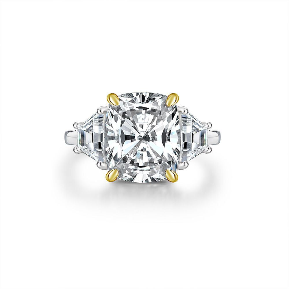 Sterling Silver Ring 10x12mm Oblong Solitaire Ring, 6-Carat Cubic Zirconia, Minimalist & Modern Style, His & Hers Matching Set