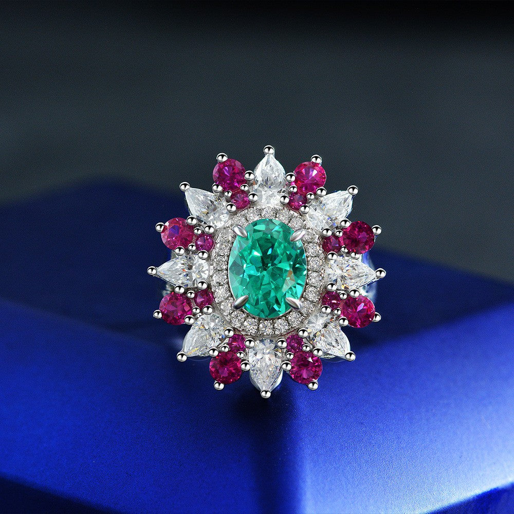 2 Carat 7×9mm Oval Cut High Carbon Diamond Ring – Adjustable Sterling Silver Retro Luxury Women’s Jewelry