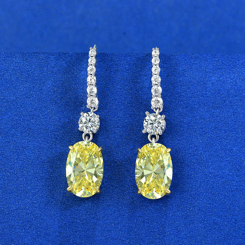 Sterling silver earrings S925 drop oval cut