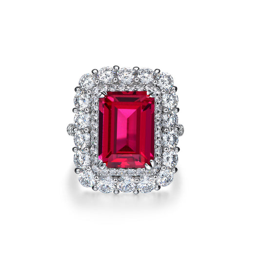 10 Carat Handcrafted Ruby Ring – 10×14mm Geometric Shape, S925 Silver 2025 Luxury Collection