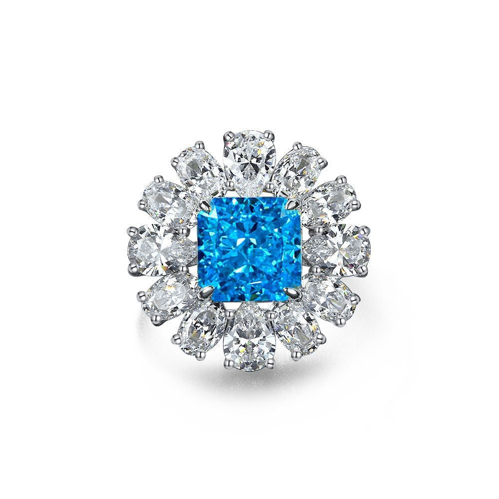 5 Carat Color-Changing Rose Orange High Carbon Diamond Ring – Sterling Silver Floral Style