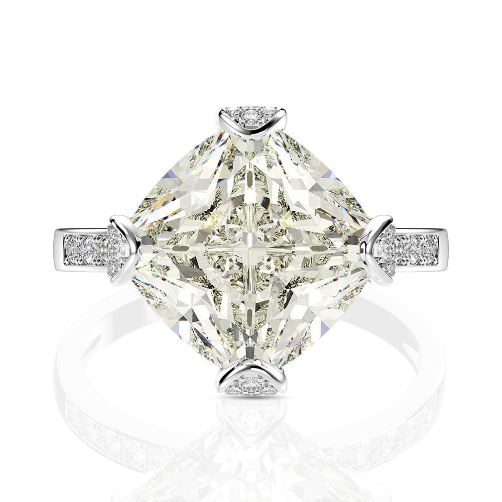 6 Carat 11×11mm Ice-Flower Cut White G High Carbon Diamond Ring – Sterling Silver Luxury Bridal Set