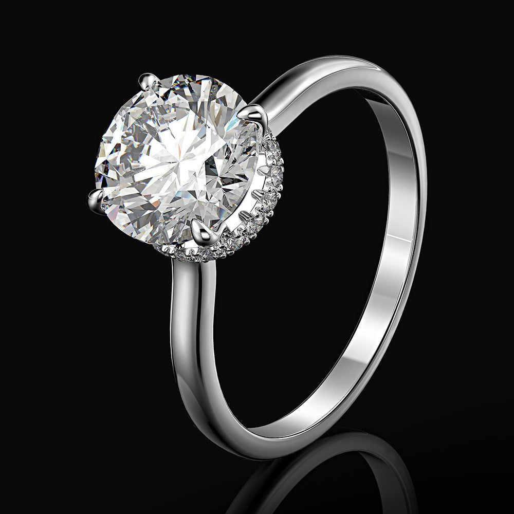 2 Carat Zircon Simulated Diamond Ring – S925 Silver 8mm Minimalist European Bridal Design
