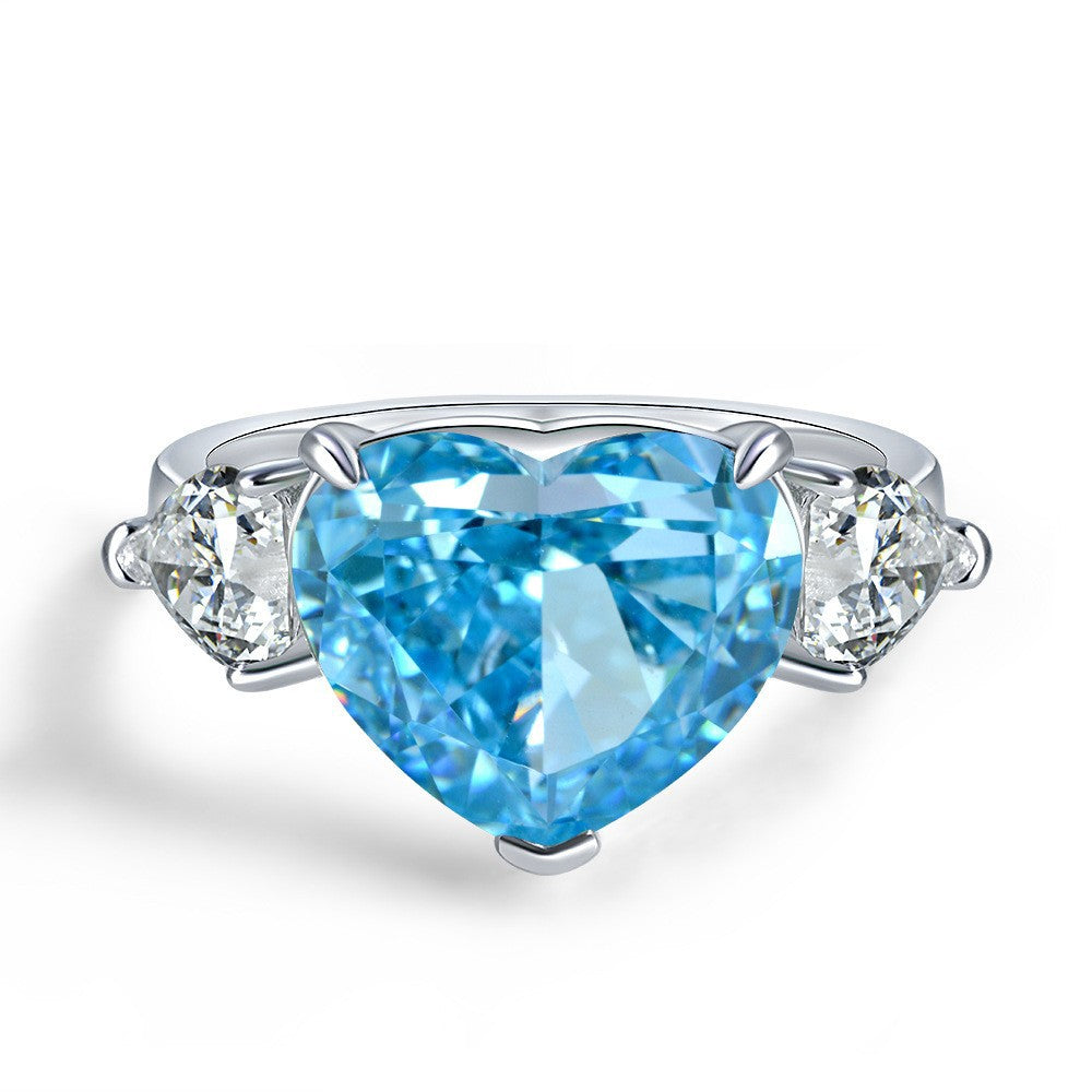 5 Carat Heart Cut High Carbon Diamond Ring – Sterling Silver 10×12mm Elegant Minimalist Women’s Ring
