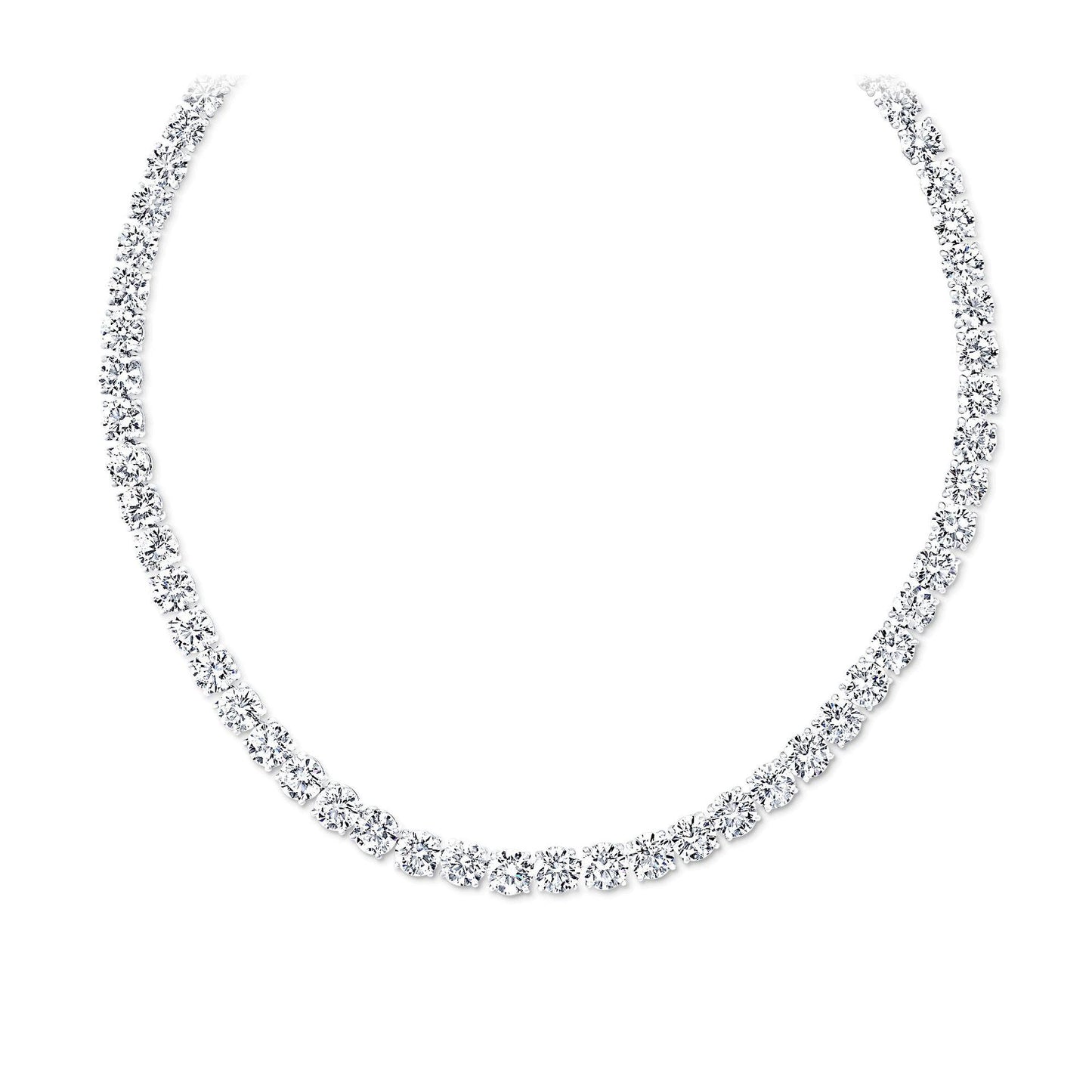 4mm Round Rainbow Color Diamond 925 Silver Necklace for Women, 40cm