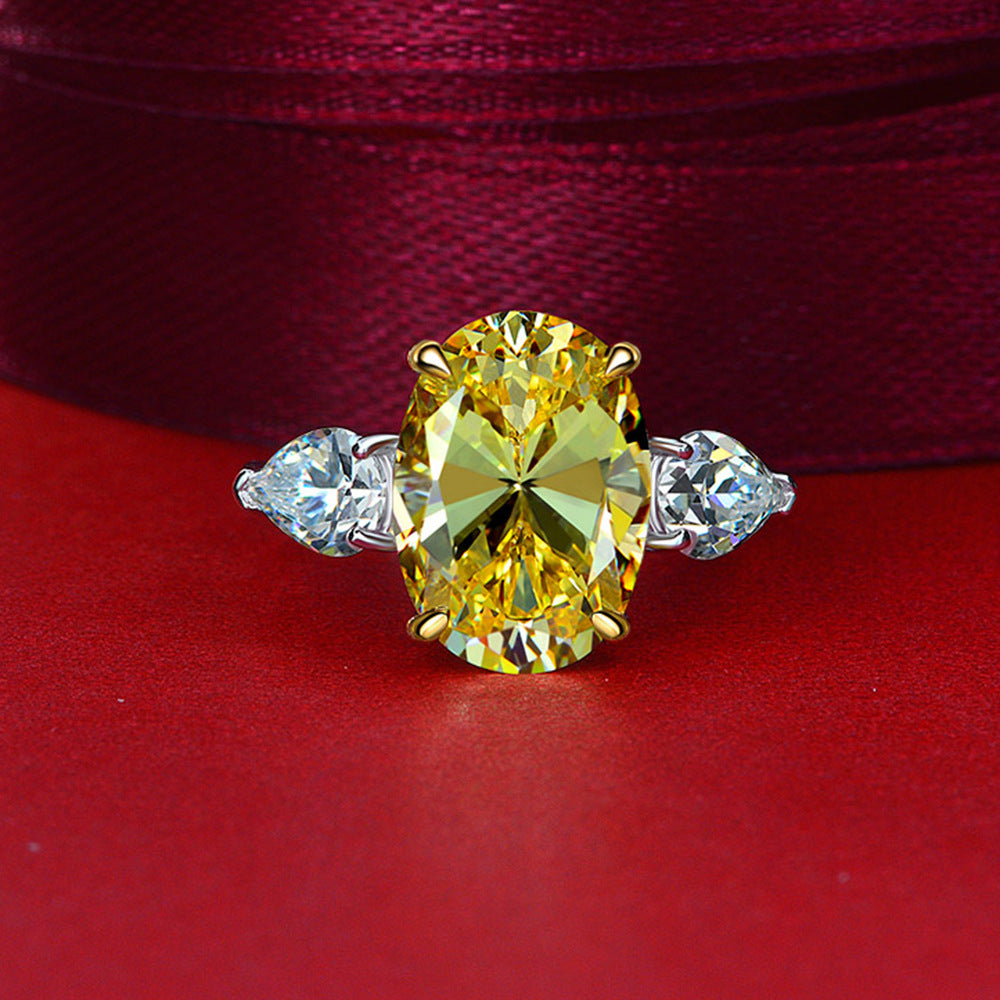 Hot Sale 5Ct Oval 10x14mm Pink High-Carbon Diamond Simulation Ring