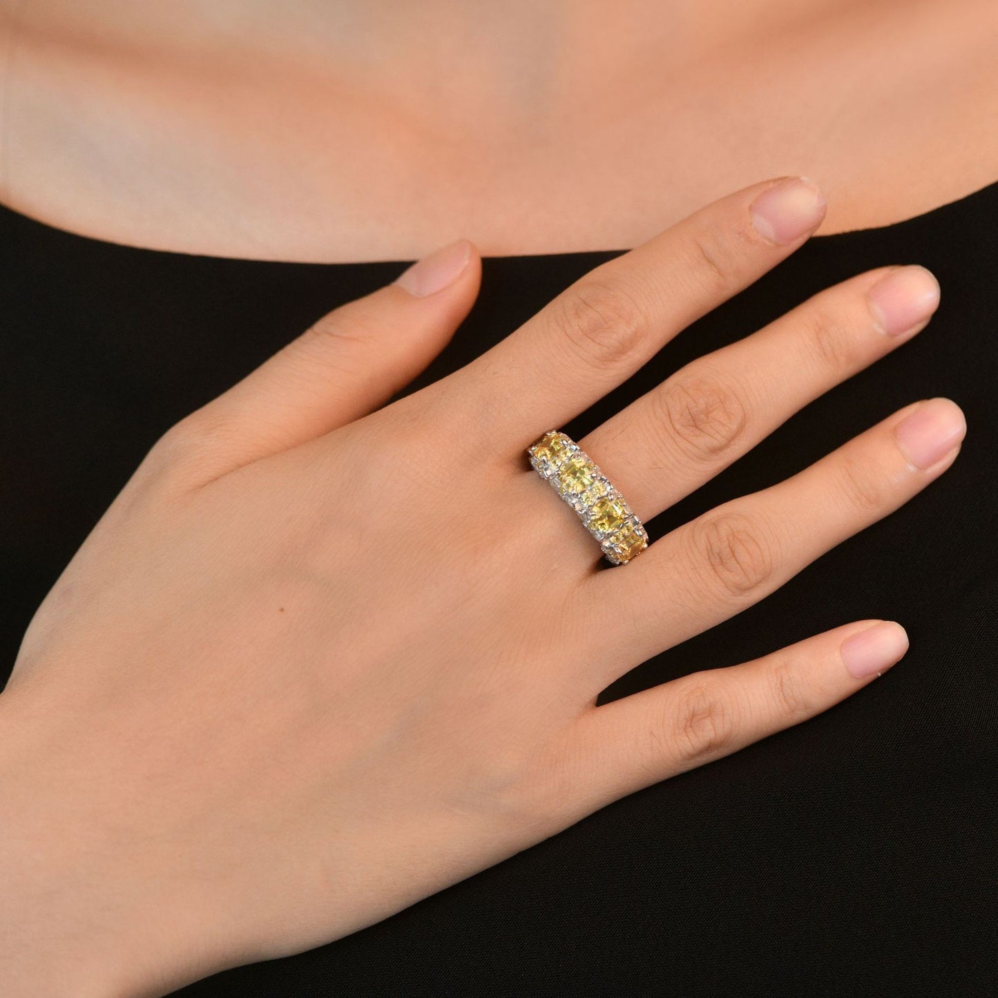 Sterling Silver Ring Square 5x5mm Pagoda-Cut