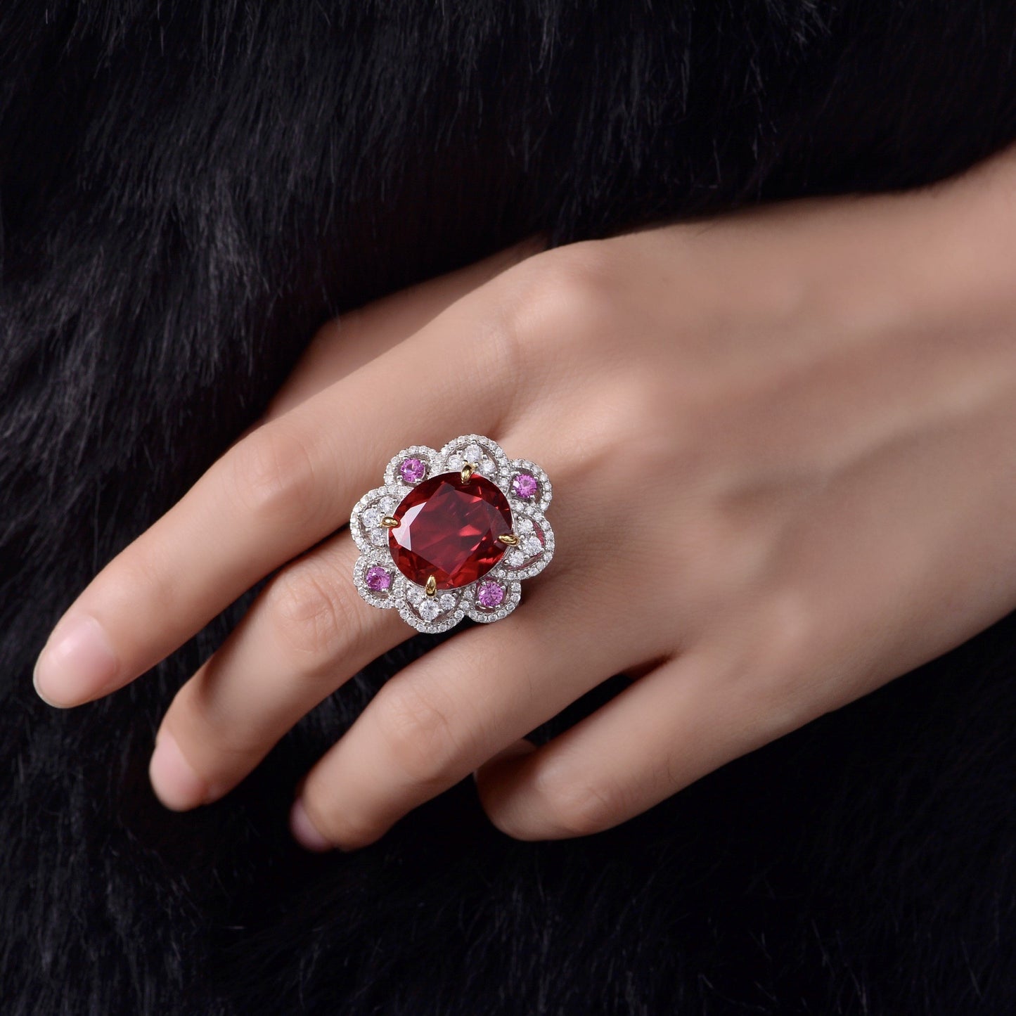 15 Carat Oval Convertible Ring – S925 Silver 14×16mm 2025 European Retro Luxury Women’s Jewelry