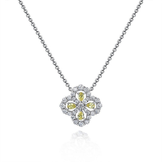 925 Sterling Silver Floral Teardrop 2.5x4mm Short Cross Pendant Necklace, 40+3cm