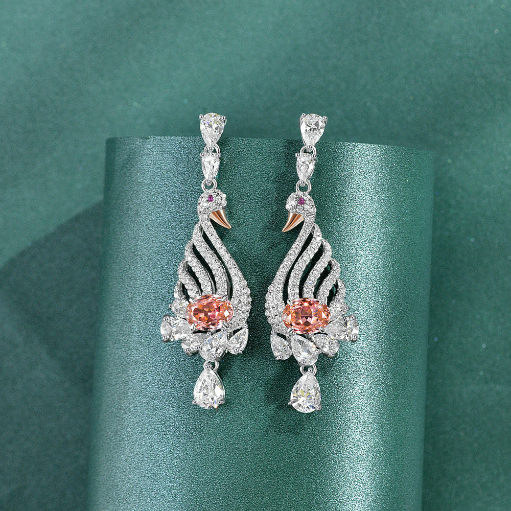 S925 Sterling Silver Earrings Birds Oval cut