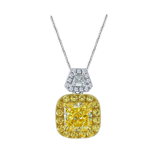 2Ct Square 7x7mm Ice-Cut High-Carbon Diamond Sterling Silver Necklace, 40+3cm