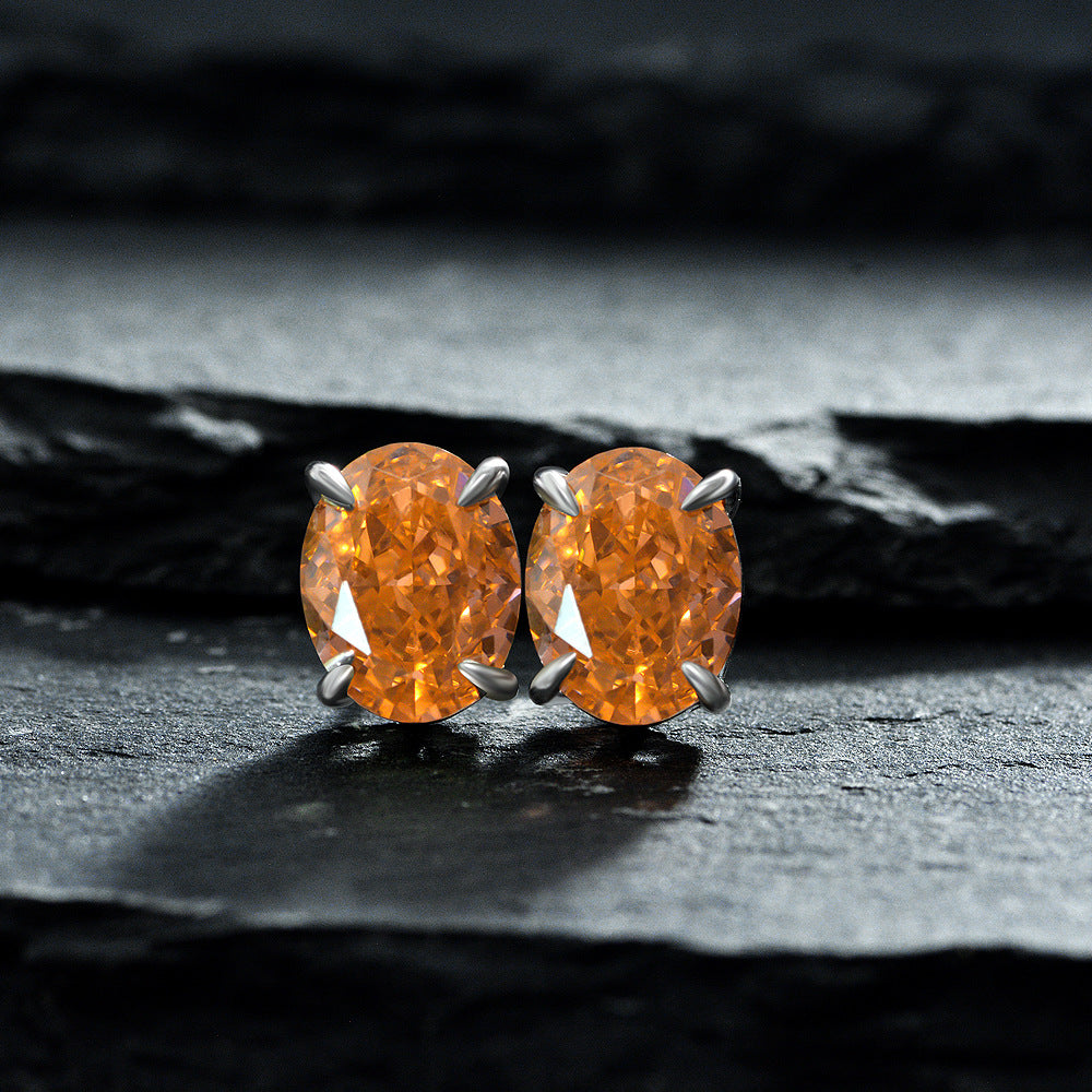 925 Silver 2ct Oval 7x9mm Sea Blue High Carbon Diamond Earrings