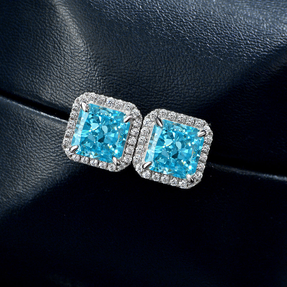 Sterling silver S925 earrings square cut