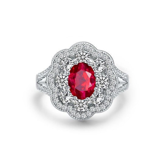 1 Carat Oval Cut Lab Ruby Ring – 6×8mm Sterling Silver 2025 Vintage Luxury Women’s Jewelry