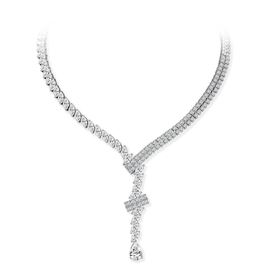 4.5Ct Pear-Shaped 8x12mm Ice-Cut Pendant Necklace for Women, 925 Sterling Silver, Luxury Evening Wear