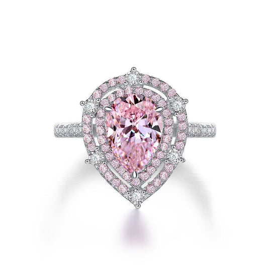 Sterling Silver 1.5ct Pink Pear-Shaped Simulated Diamond Ring (7x10mm)