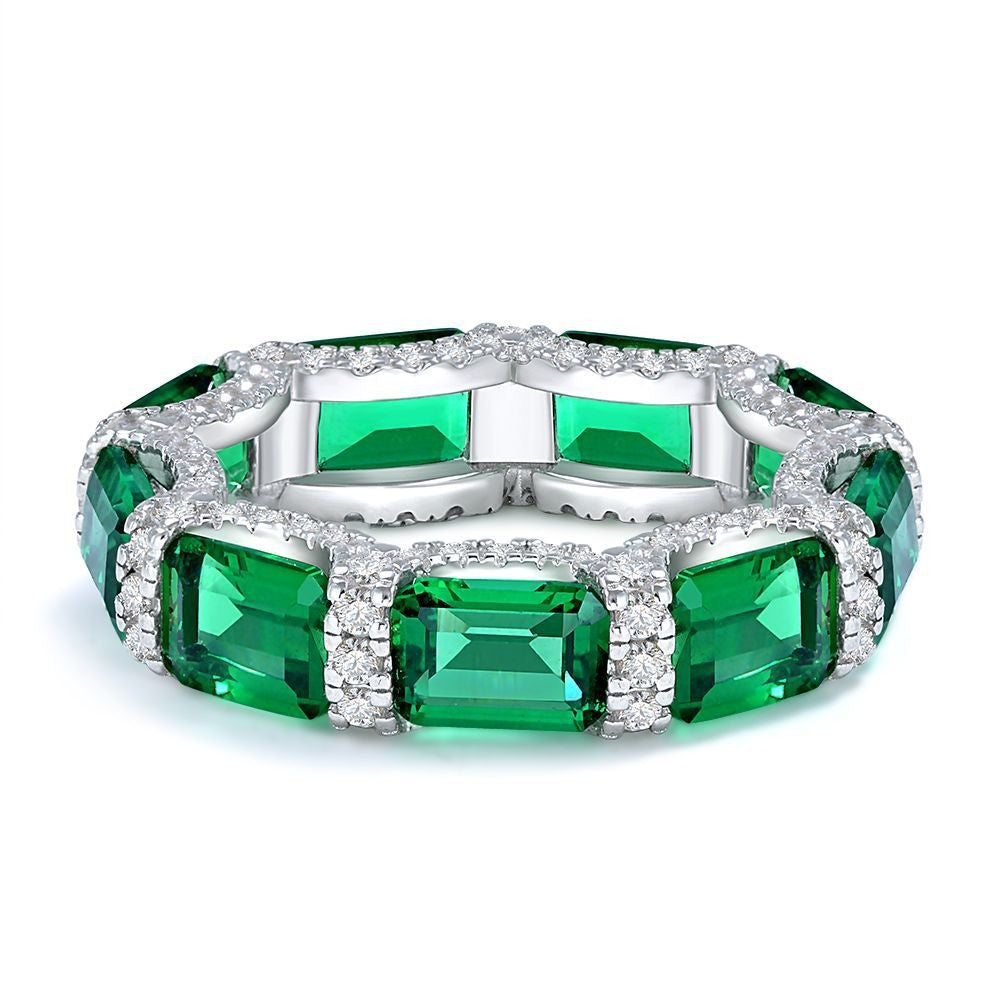 1 Carat 5×7mm Lab Emerald Band – S925 Silver 2025 European Chic Women’s Ring