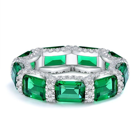 1 Carat 5×7mm Lab Emerald Band – S925 Silver 2025 European Chic Women’s Ring
