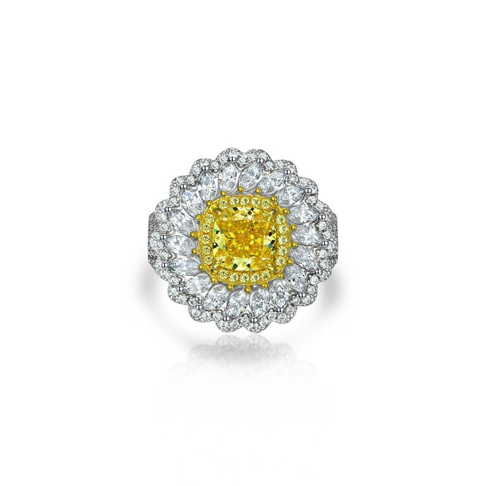 1.5 Carat Daisy Design High Carbon Diamond Ring – S925 Silver 7×7mm Elegant Birthday Party Collection