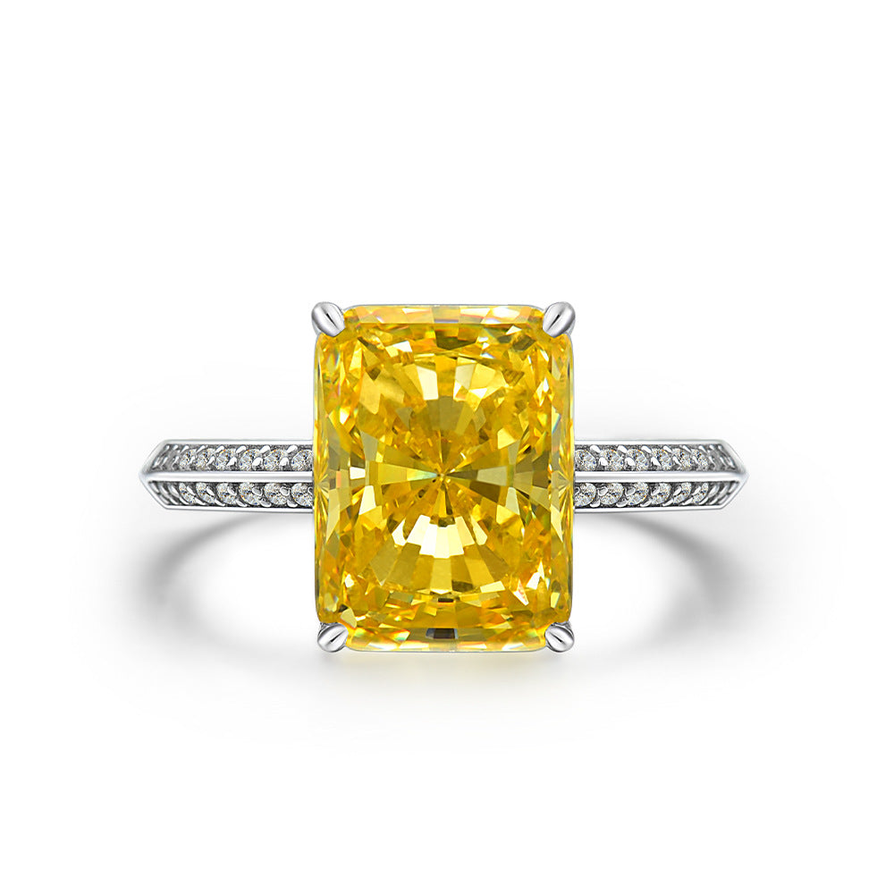 Luxe Light Yellow Cushion Cut Ring - Lightweight Luxury Sterling Silver