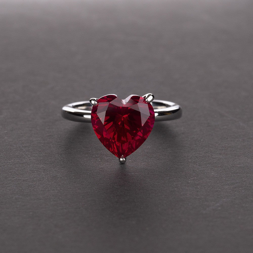 New 4Ct Heart 10x10mm High-Carbon Diamond 925 Silver Ring