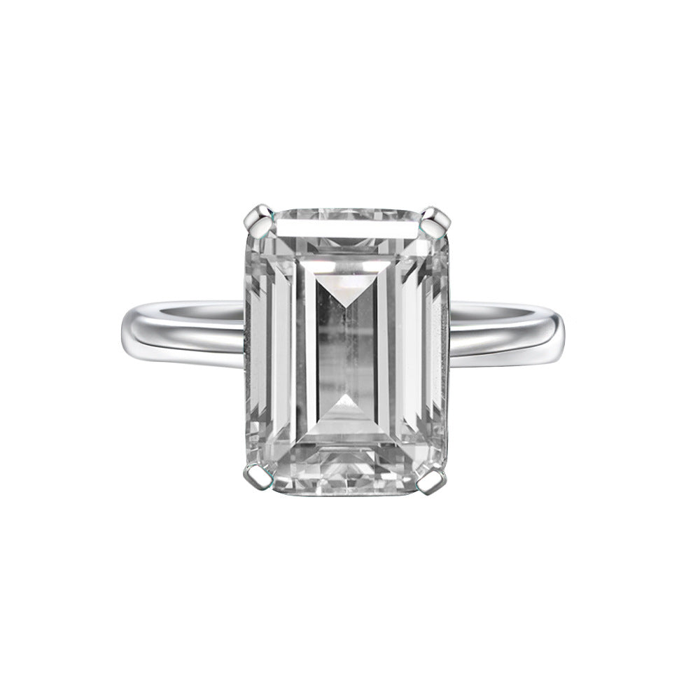 Luxury 7 Carat Emerald Cut High Carbon Diamond Ring – 10×14mm Radiant Design