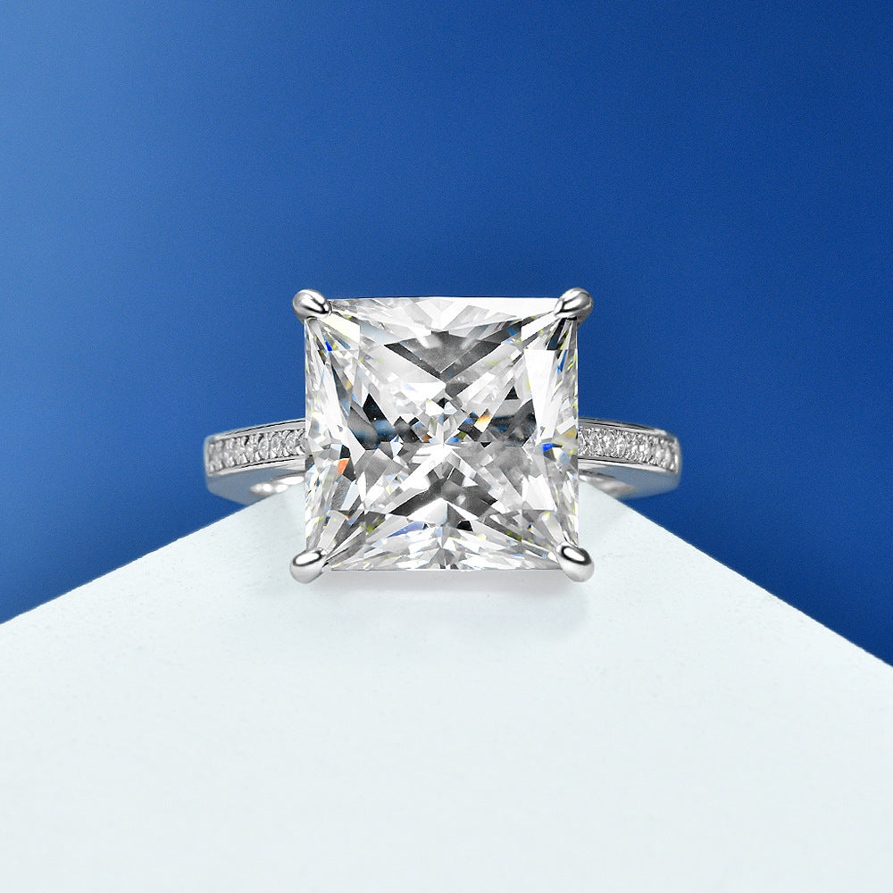8 Carat Princess Cut Simulated High Carbon Diamond Ring – 12×12mm Sterling Silver Glam Style