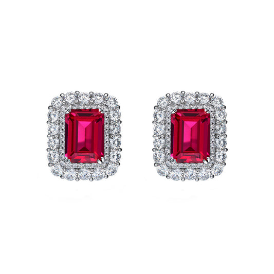 2025 New S925 Sterling Silver Stud ruby emerald