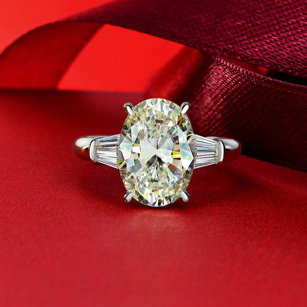 5 Carat 10×14mm Oval Cut High Carbon Diamond Ring – Sterling Silver European Style Minimalist Women’s Jewelry